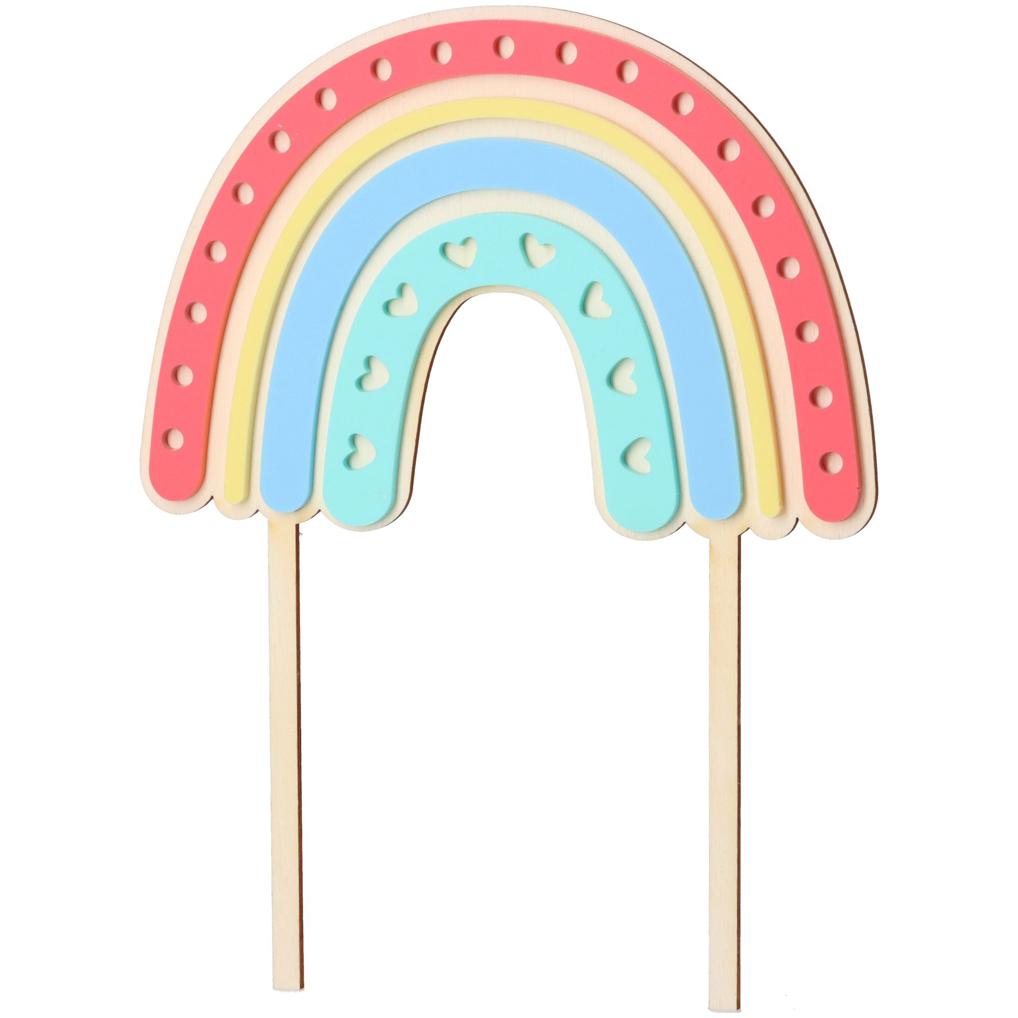 Cake Topper Regenbogen Herz aus Holz & Acryl Cake Topper Regenbogen Herz aus Holz & Acryl