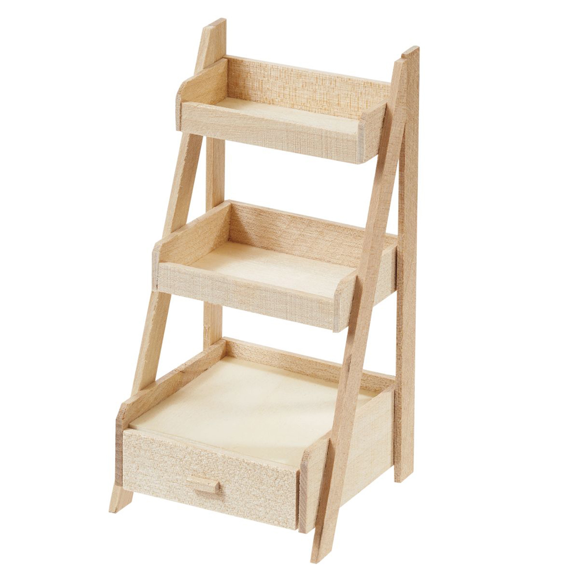 Miniatur "Treppenregal" für die Wichteltür Mobiliar, Krippe, Bett für Kleinkinder, Holz, Stuhl