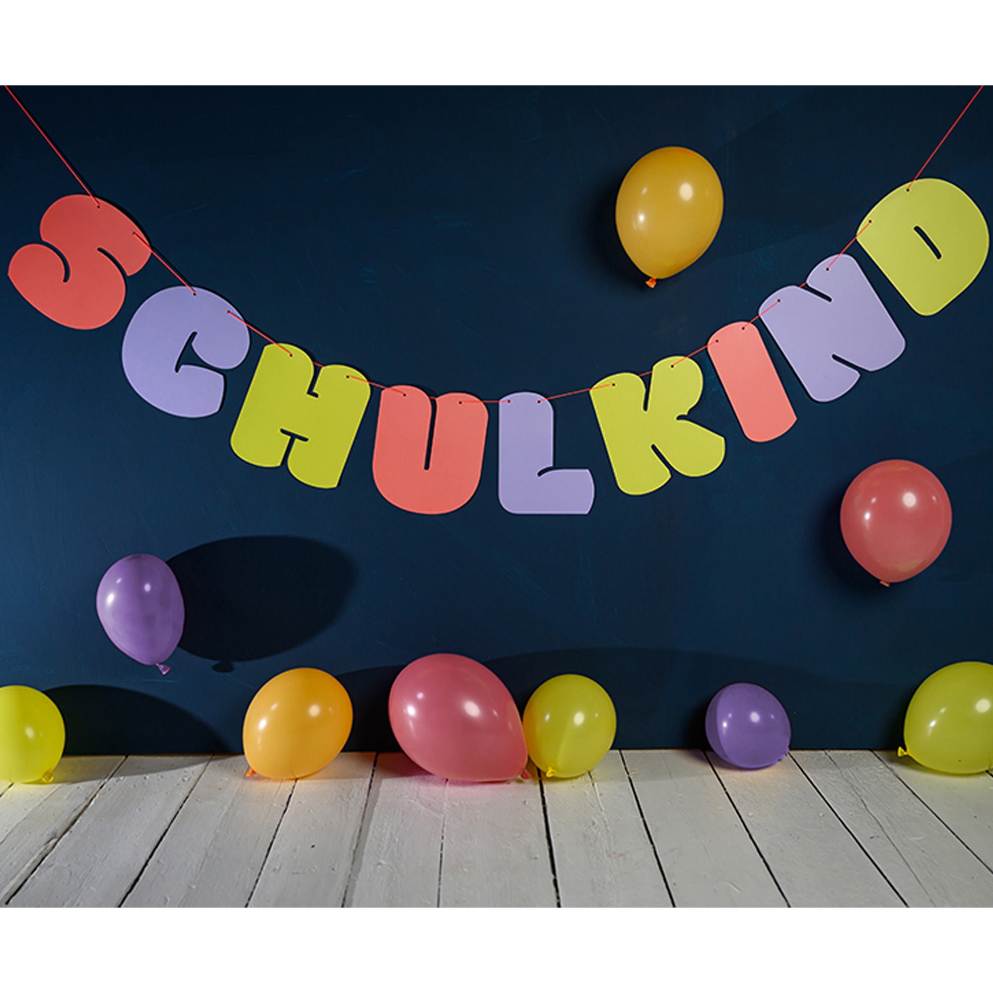 Girlande zur Einschulung "Schulkind" Koralle, 3 m Ballon, Kugel
