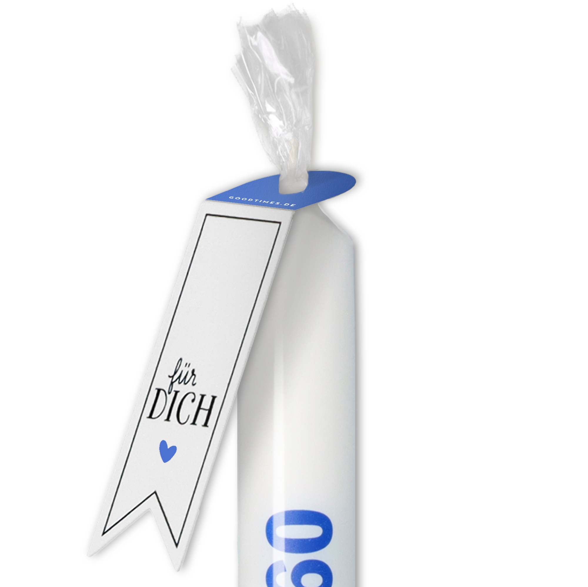 Stabkerze Weiß, Blau "Runde 60" Stabkerze Weiß, Blau "Runde 60"