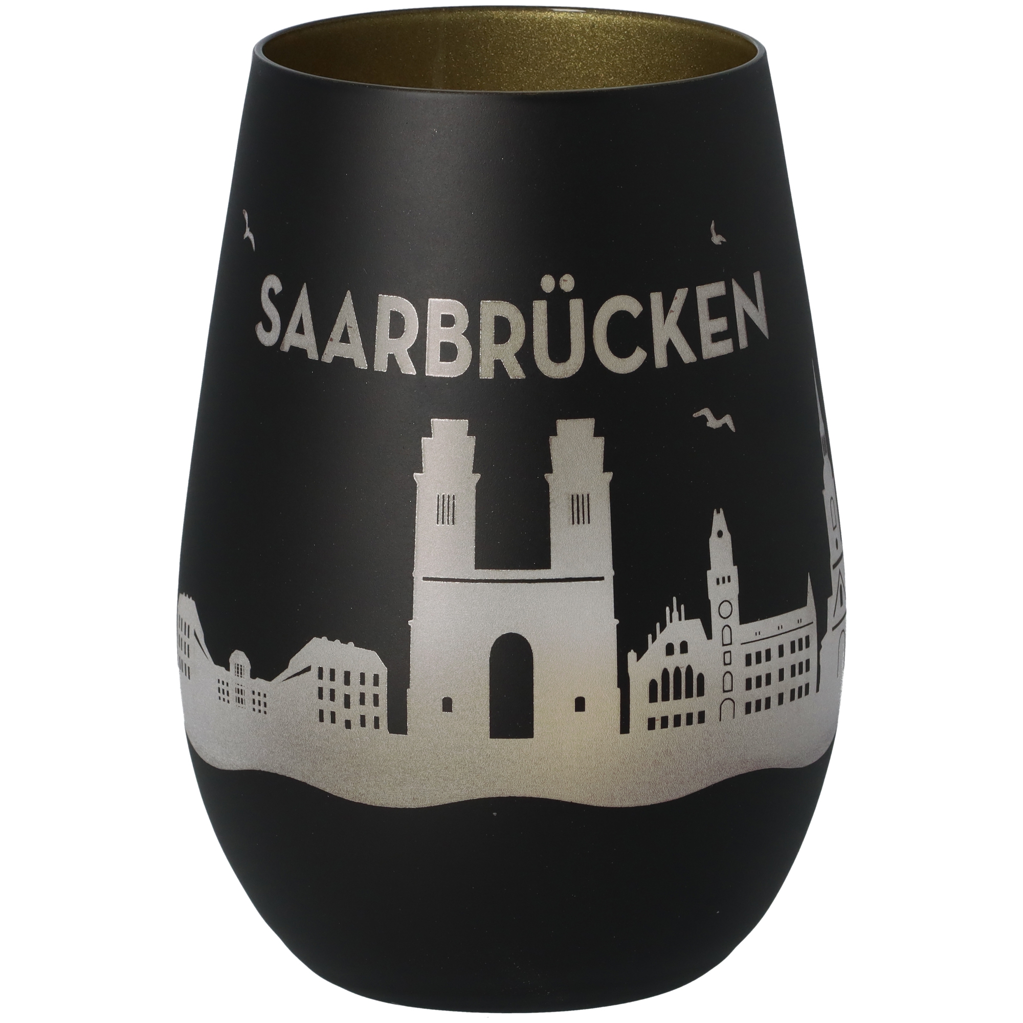 Windlicht Skyline Saarbrücken Schwarz/Gold Windlicht Skyline Saarbrücken Schwarz/Gold