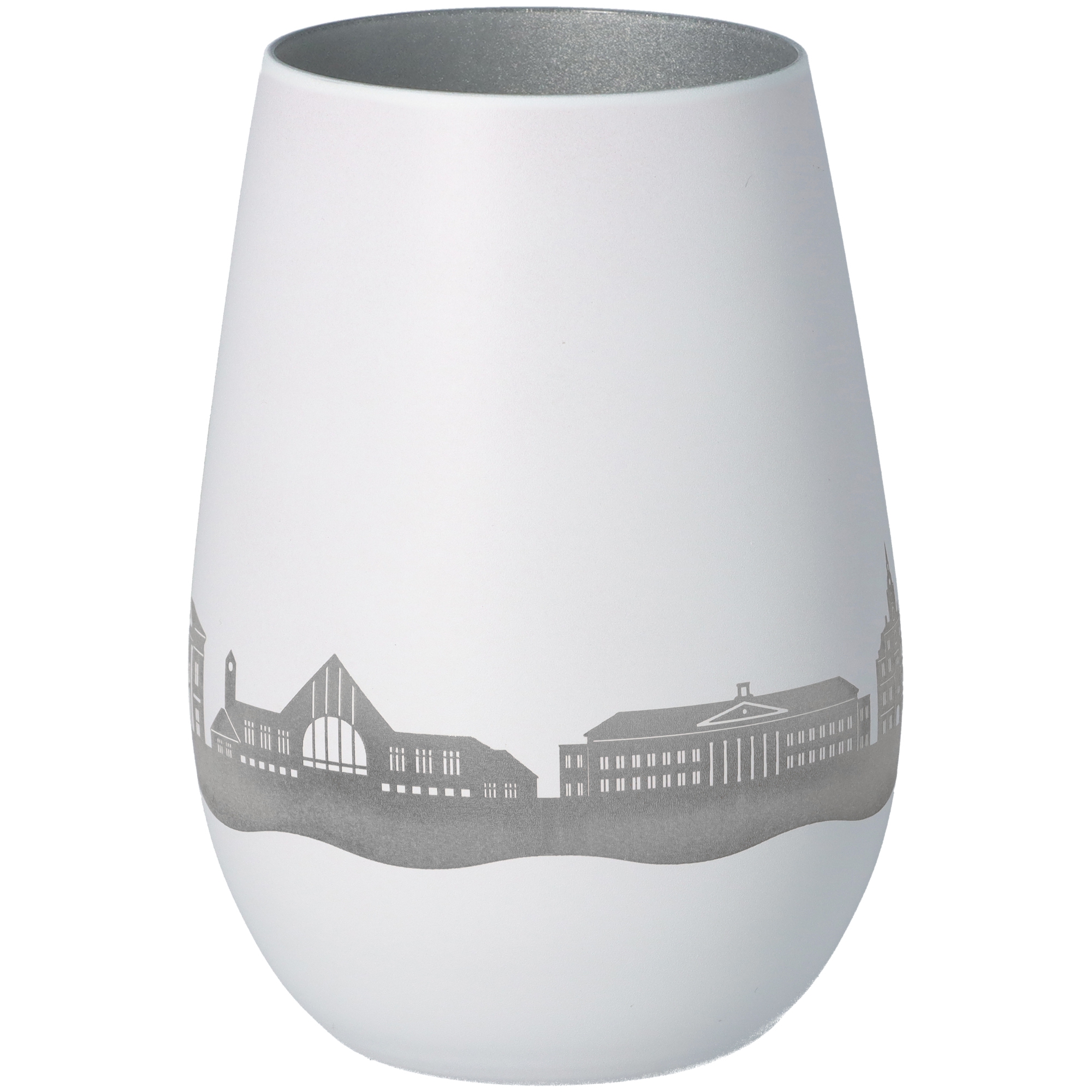 Windlicht Skyline Oldenburg Weiß/Silber Töpferei, Krug, Lampe, Vase, Porzellan