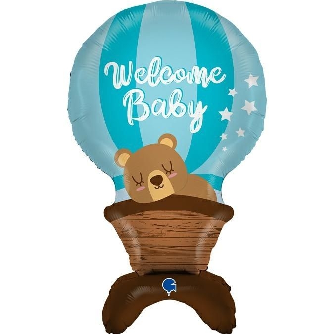 Folienballon The Standups "Boy" 95cm balloon, baby shower, bear, balloon with bear, blue