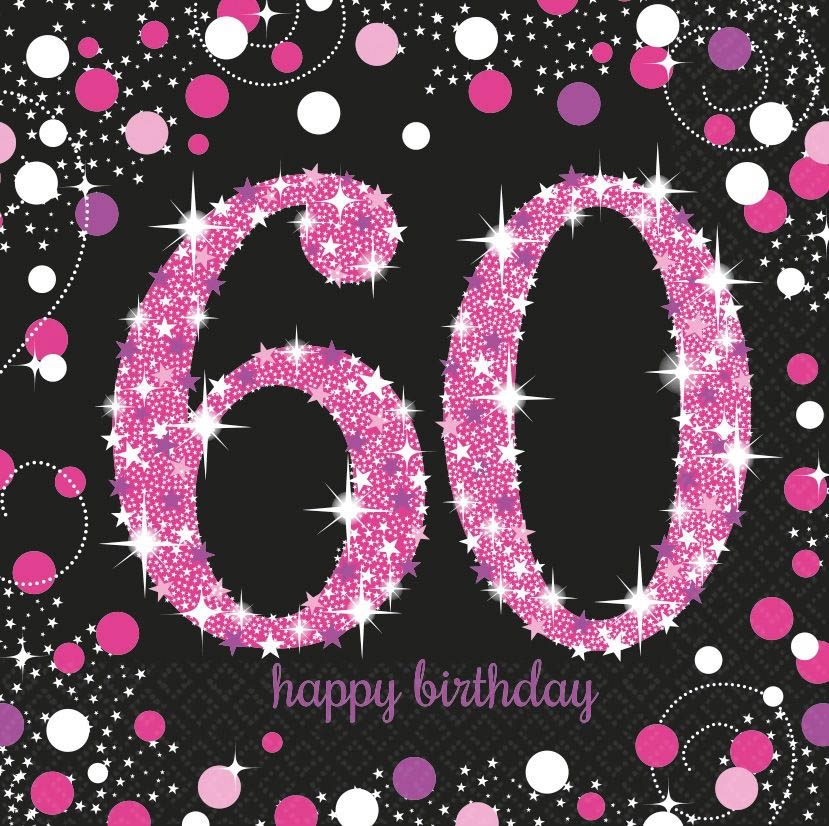 Sparkling Celebration Pink - 60. Geburtstag 16 Servietten