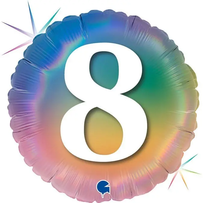 Folienballon Regenbogen "8" 45cm