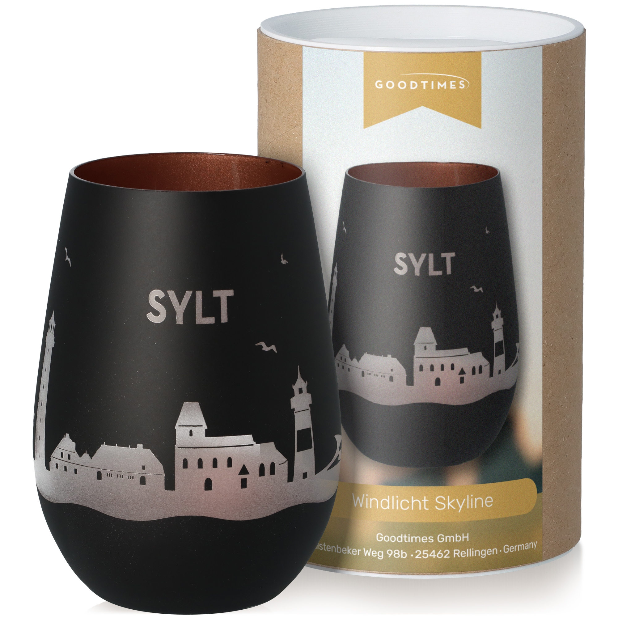 Windlicht Skyline Sylt Schwarz/Bronze Töpferei, Krug, Tasse