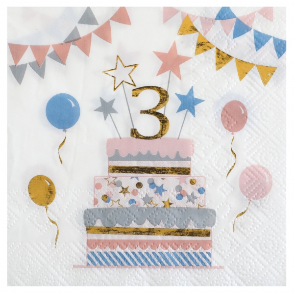 20 Cocktailservietten "Geburtstagstorte - 3" 20 Cocktailservietten "Geburtstagstorte - 3"