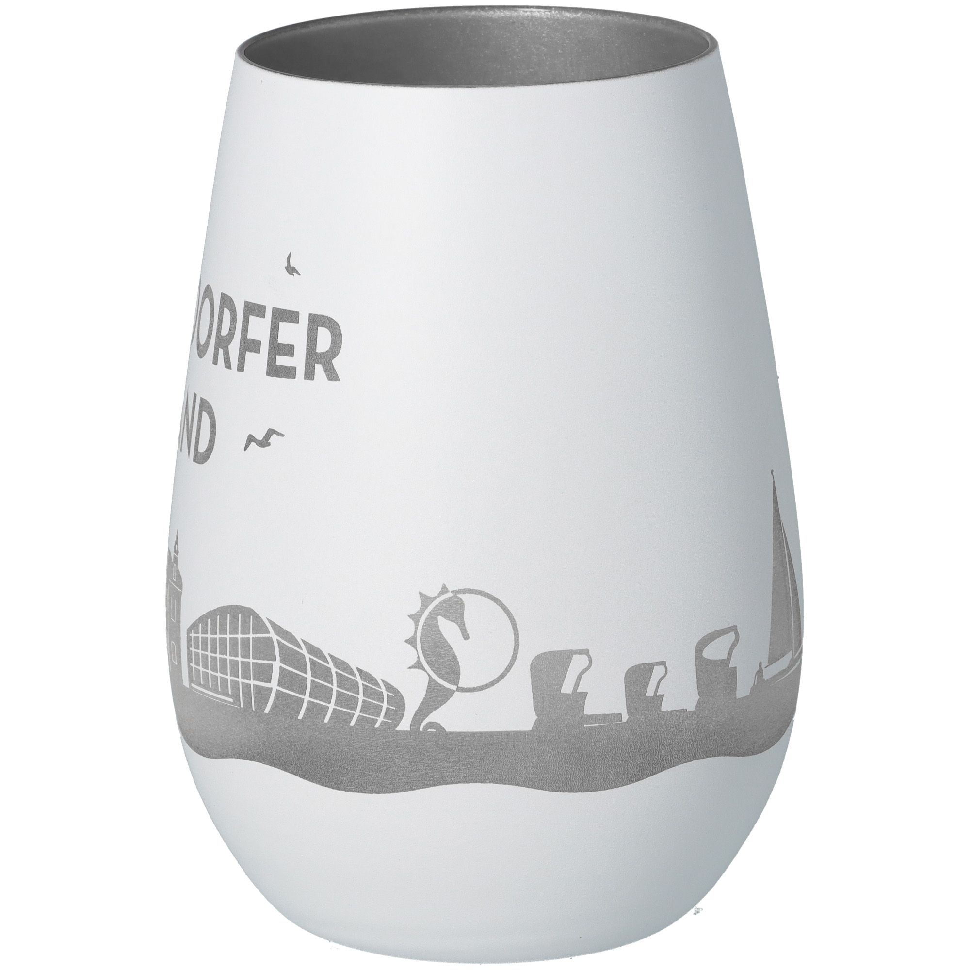 Windlicht Skyline Timmendorfer Strand Weiß/Silber Windlicht Skyline Timmendorfer Strand Weiß/Silber