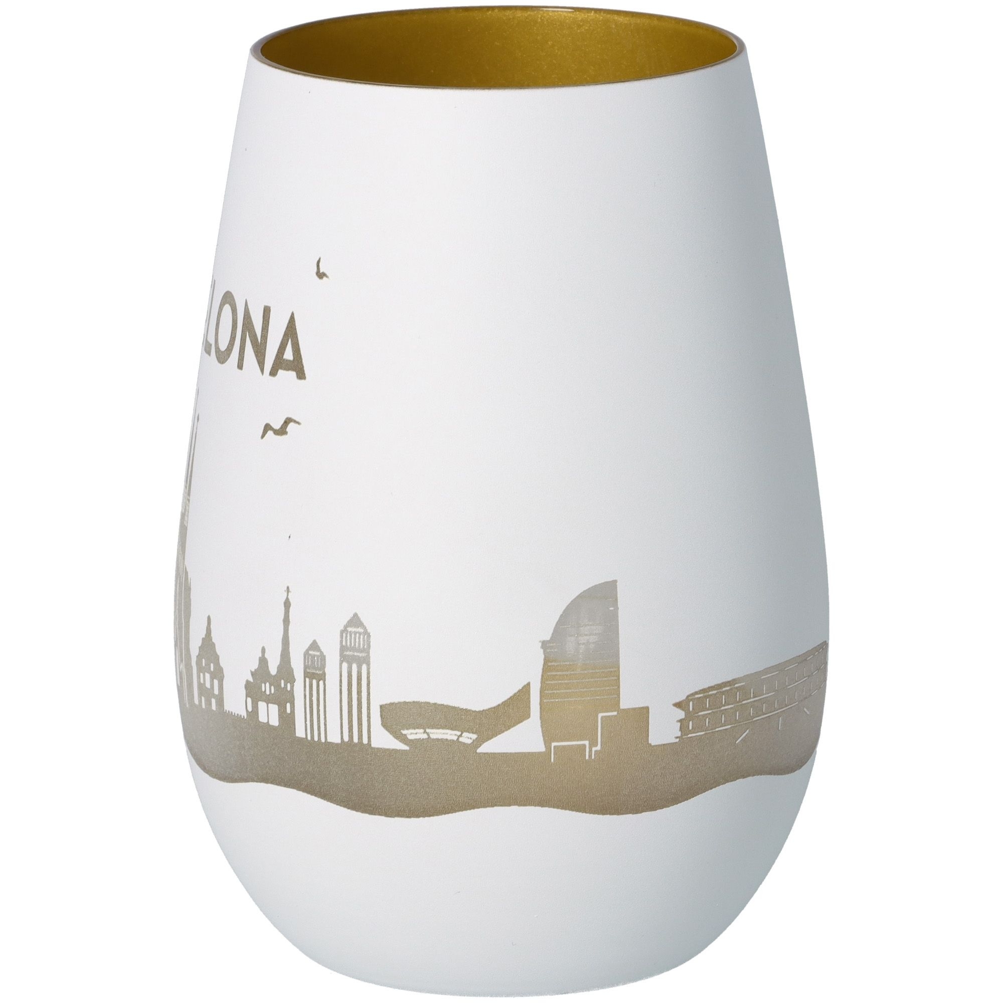 Windlicht Skyline Barcelona Weiß/Gold