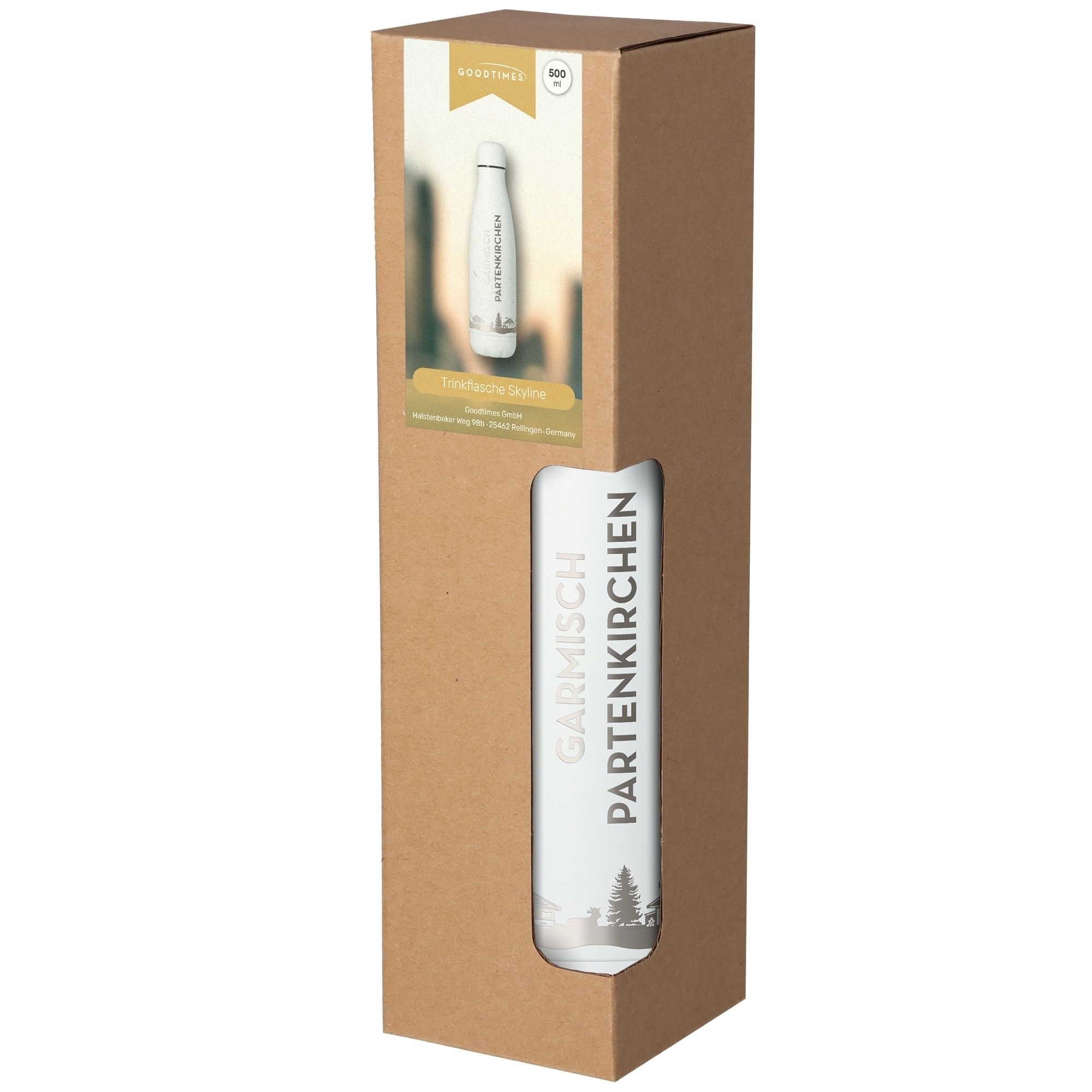 Trinkflasche Skyline Garmisch-Partenkirchen Weiß 500ml Flasche, Kräuterig, Kräuter, Pflanze