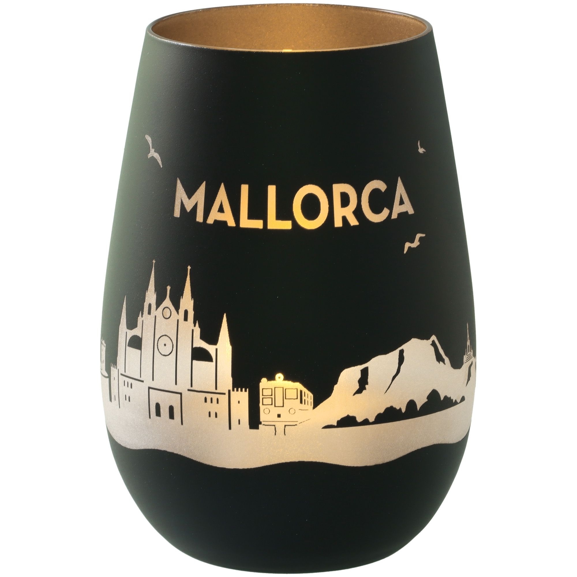 Windlicht Skyline Mallorca Schwarz/Silber Krug, Töpferei
