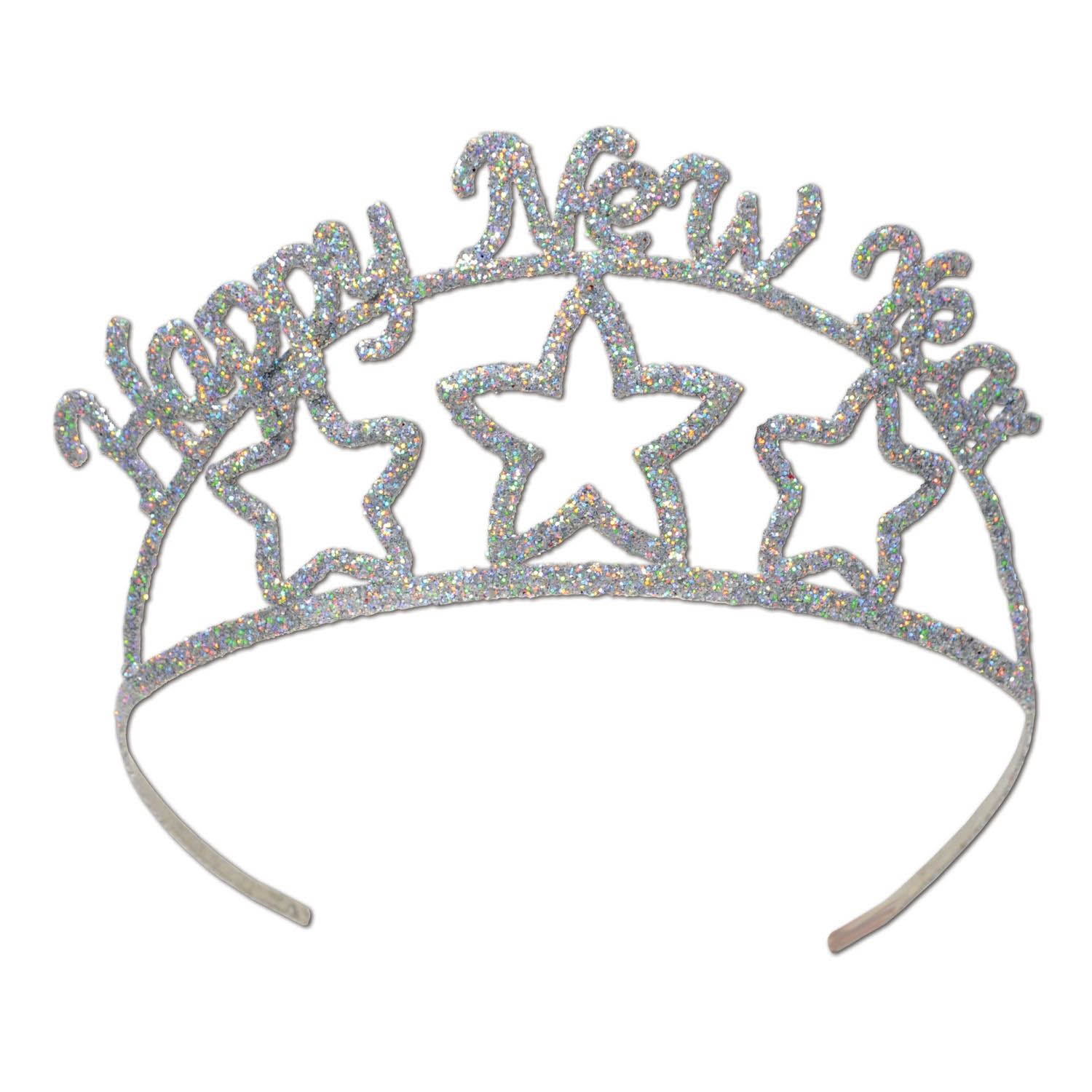 Happy New Year Glitzer Tiara Silber Happy New Year Glitzer Tiara Silber