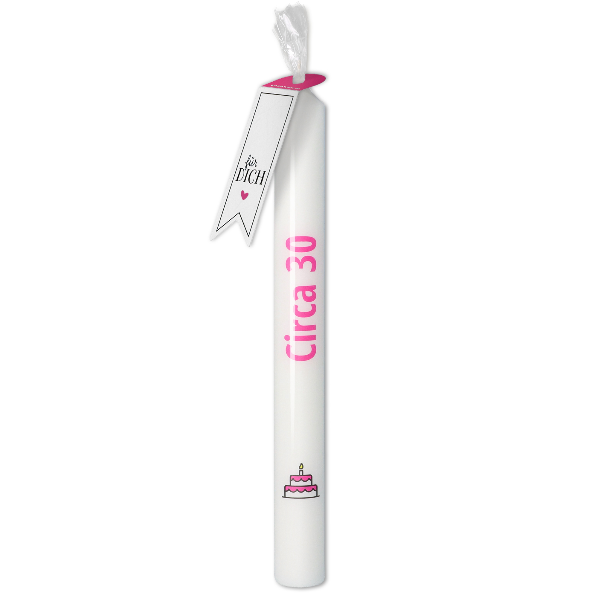 Stabkerze Weiß, Pink "Circa 30" Stabkerze Weiß, Pink "Circa 30"