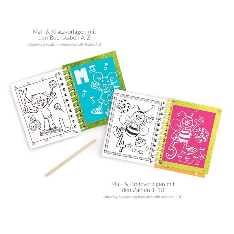 Ausmal- und Kratzblock "Buchstaben & Zahlen" Ausmal- und Kratzblock "Buchstaben & Zahlen"