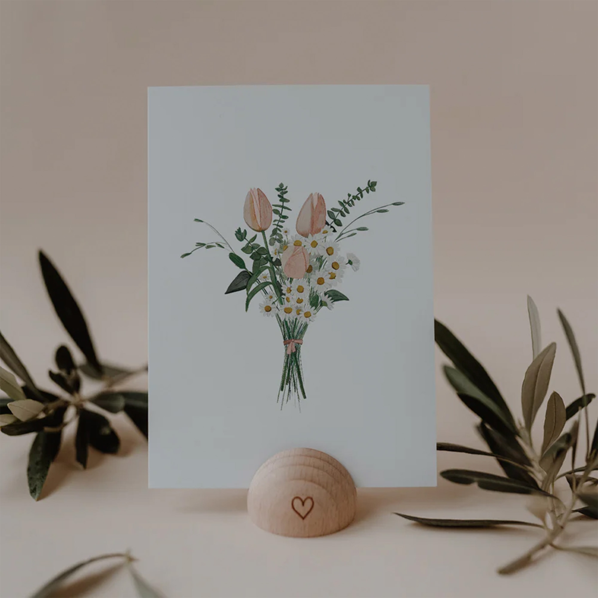 Eulenschnitt - Aquarellkarte "Blumenstrauß" Blume, Blumen-Arrangement, Ikebana, Blumenstrauß, Kunst