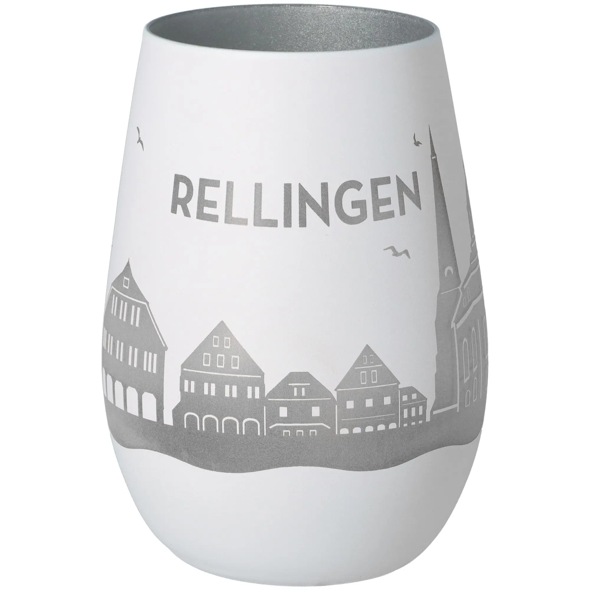 Windlicht Skyline Rellingen Weiß/Silber