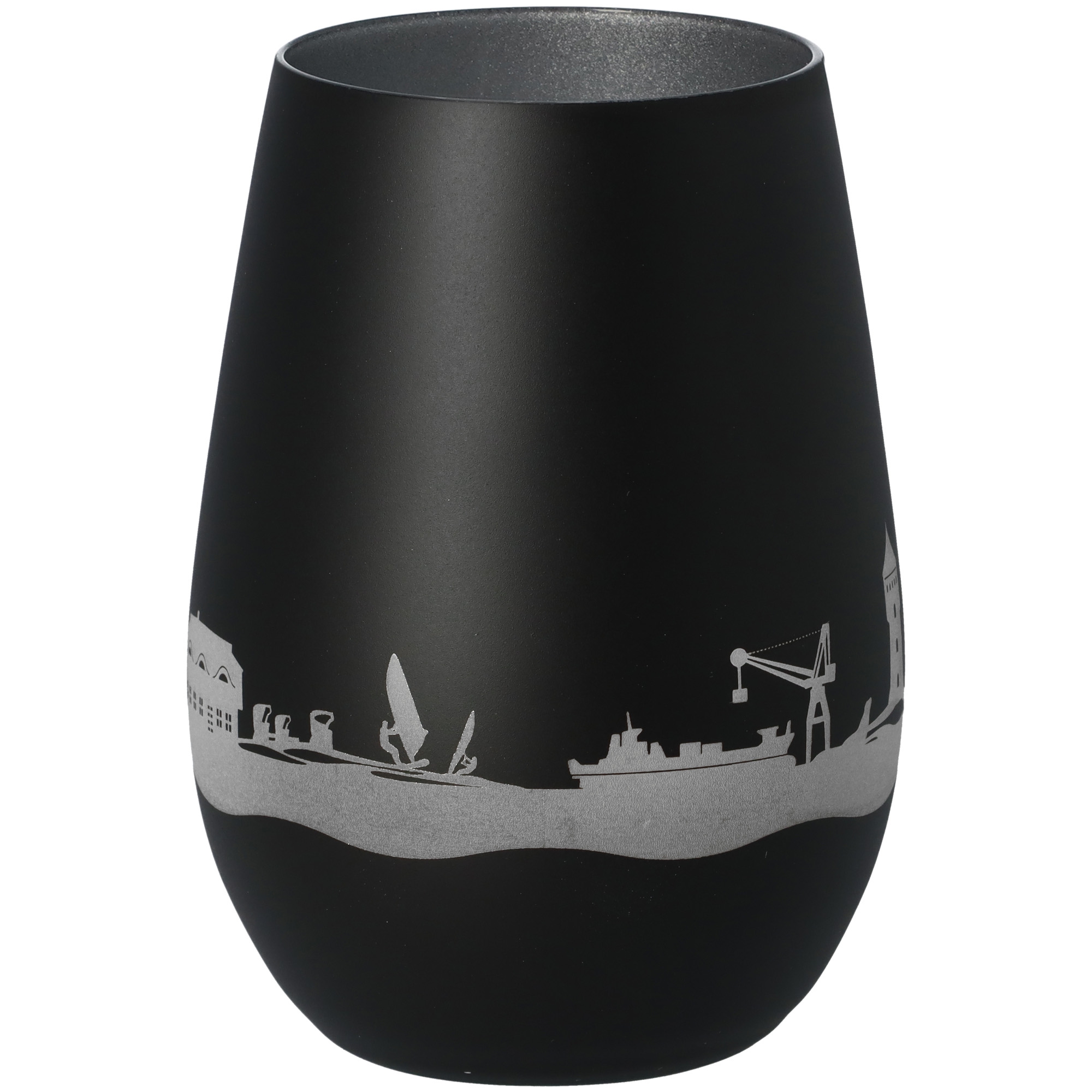 Windlicht Skyline Cuxhaven Schwarz/Silber Windlicht Skyline Cuxhaven Schwarz/Silber