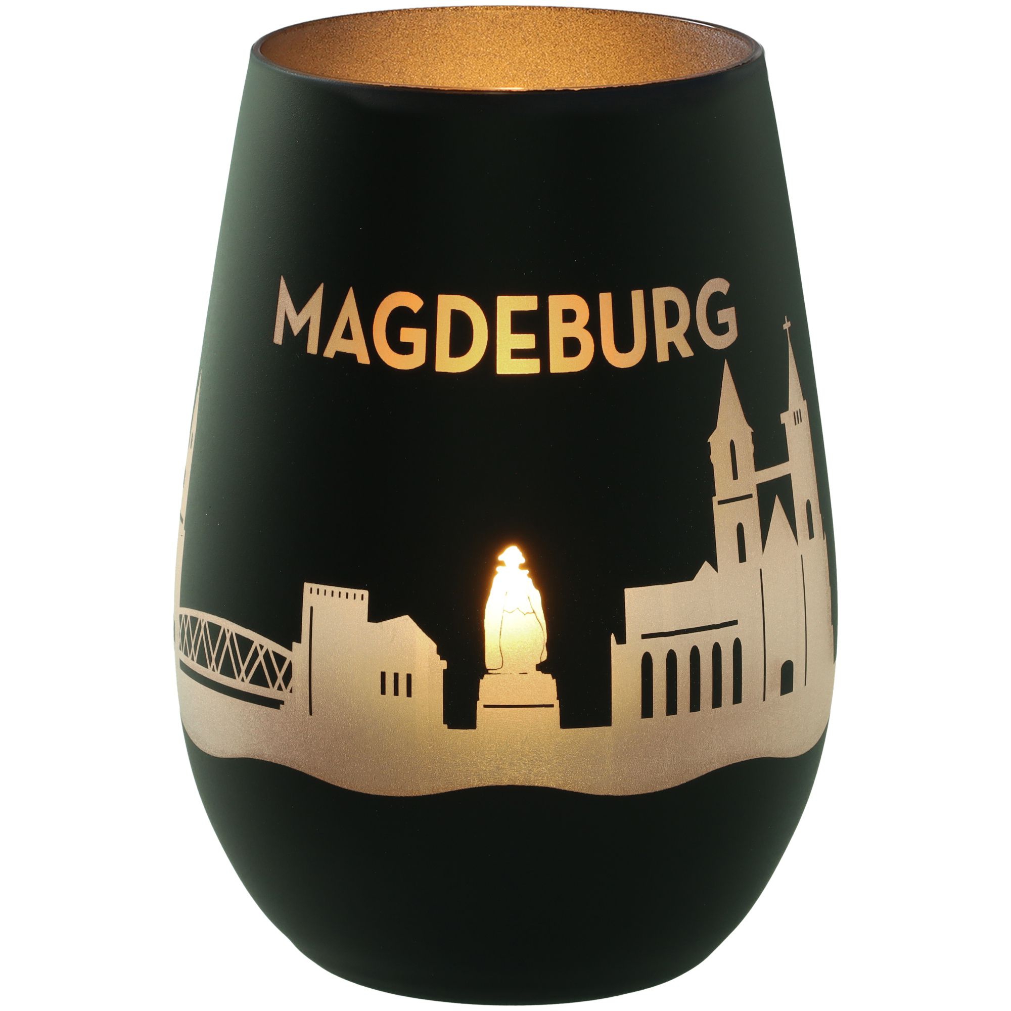 Windlicht Skyline Magdeburg Schwarz/Silber Windlicht Skyline Magdeburg Schwarz/Silber