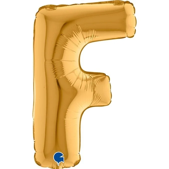 Buchstabe F, Folienballon, Ballon, Goldfarbe, Dekoration