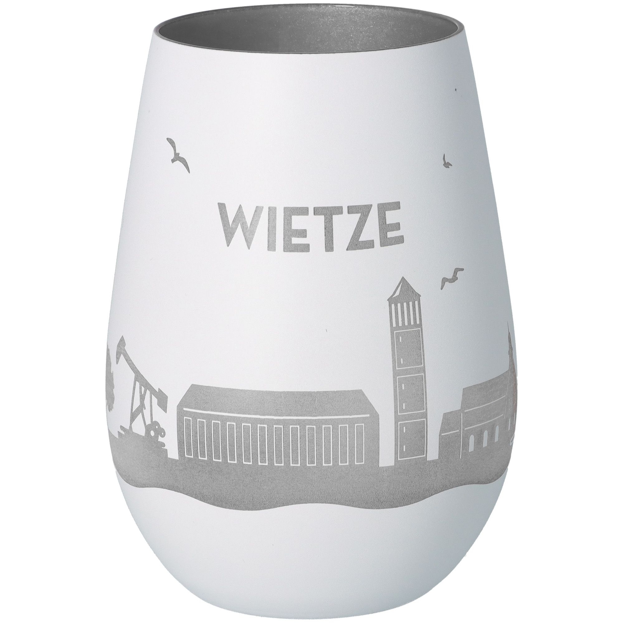 Windlicht Skyline Wietze Weiß/Silber Töpferei, Krug, Vase, Glas