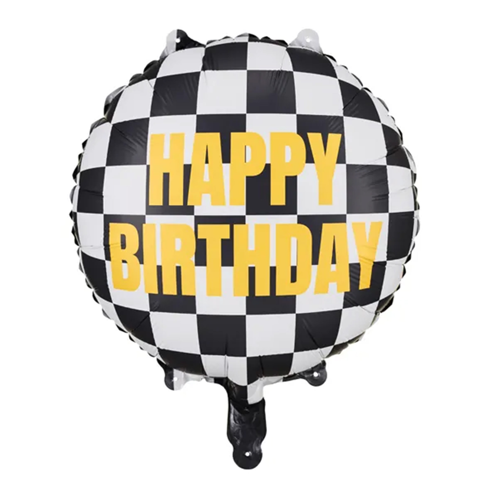 Folienballon "Happy Birthday", Kariert 45cm Ballon, Flugzeug, Fahrzeug, Fußball, Sport