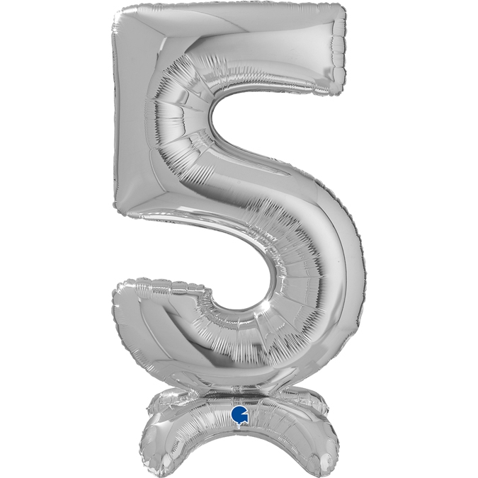 Folienballon Zahl 5 Silber, 65cm