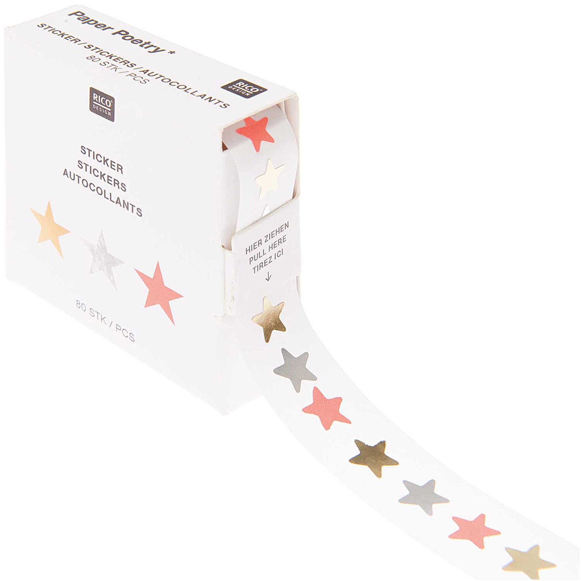 9744c91da1ded1b67fd039eb0aca4b395c284334 Sticker Sterne, Neon/Gold, 80 Stk.