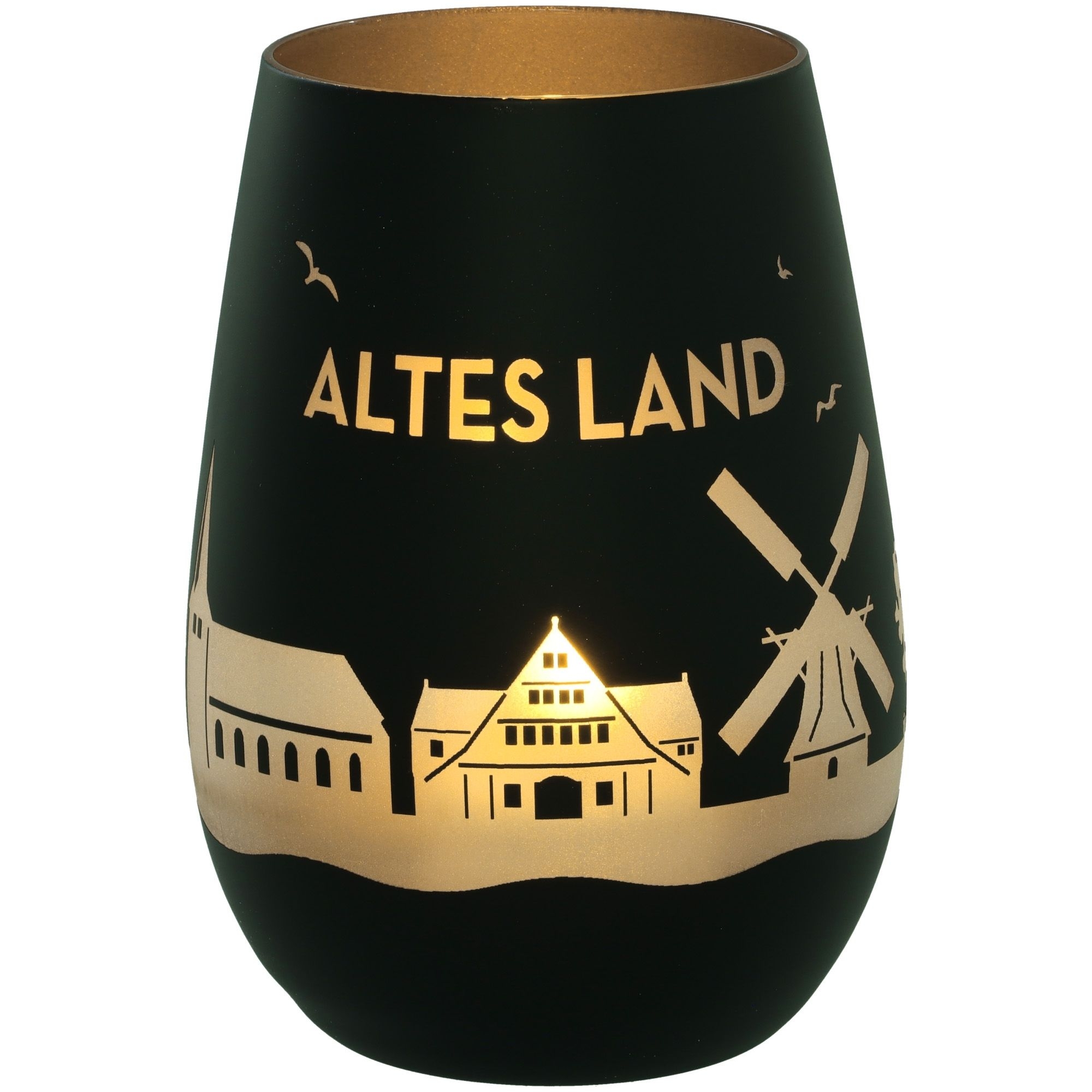 Windlicht Skyline Altes Land Schwarz/Silber Krug, Töpferei