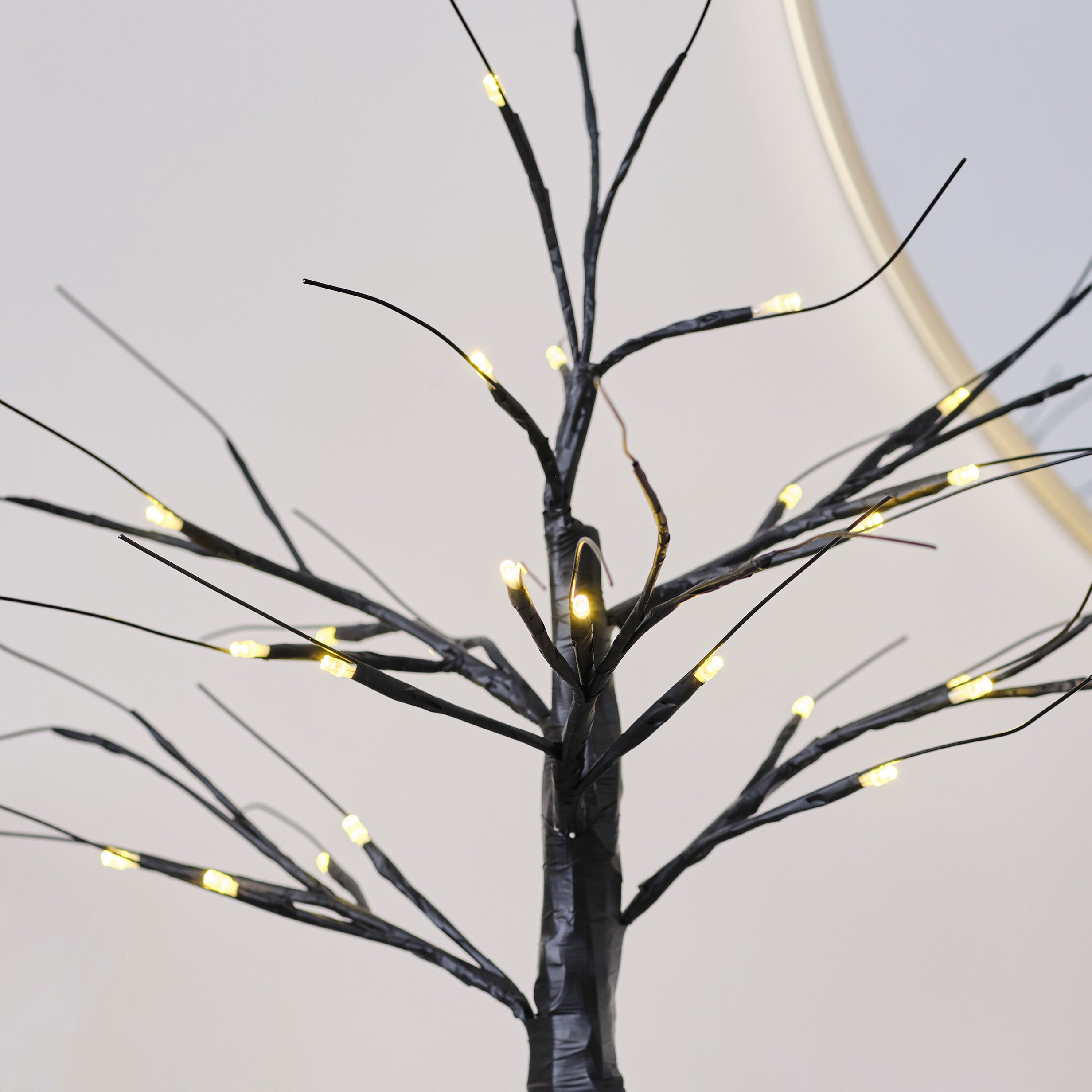 Kleiner schwarzer leuchtender LED-Halloweenbaum, 40 cm