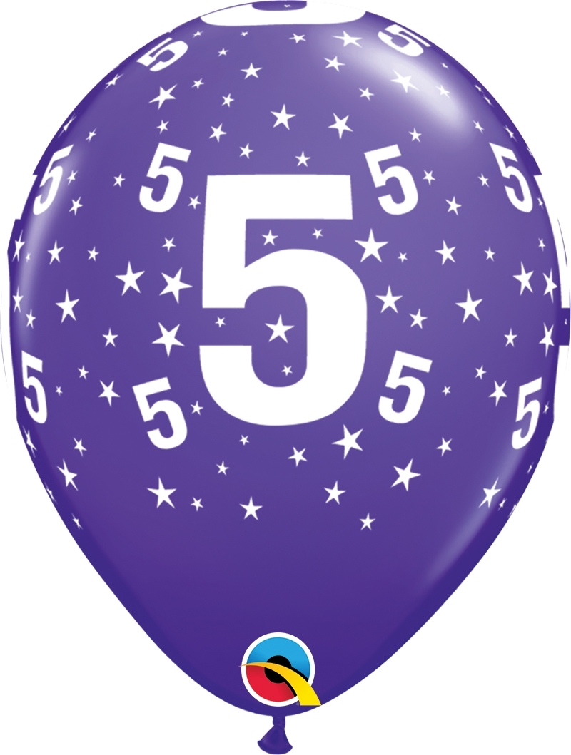Qualatex Latexballon 5. Geburtstag verschiedene Farben Ø 30cm