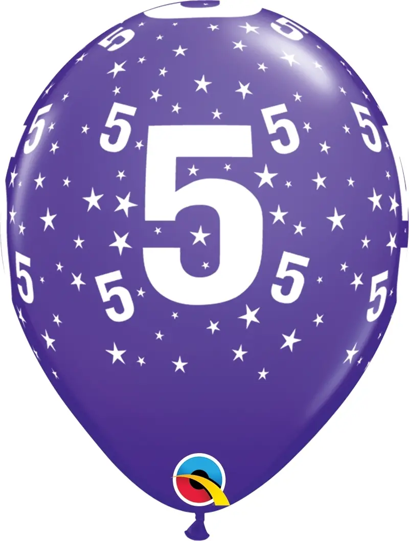 Qualatex Latexballon 5. Geburtstag verschiedene Farben Ø 30cm