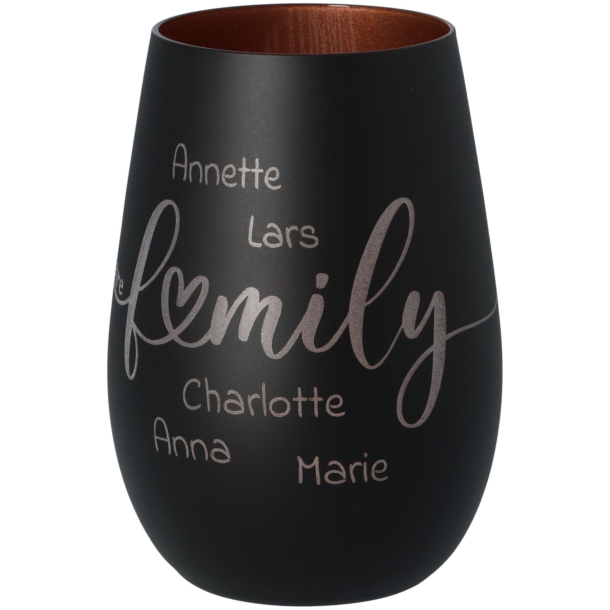 Windlicht We Are Family "Namen" Schwarz/Bronze 465ml Windlicht We Are Family "Namen" Schwarz/Bronze 465ml