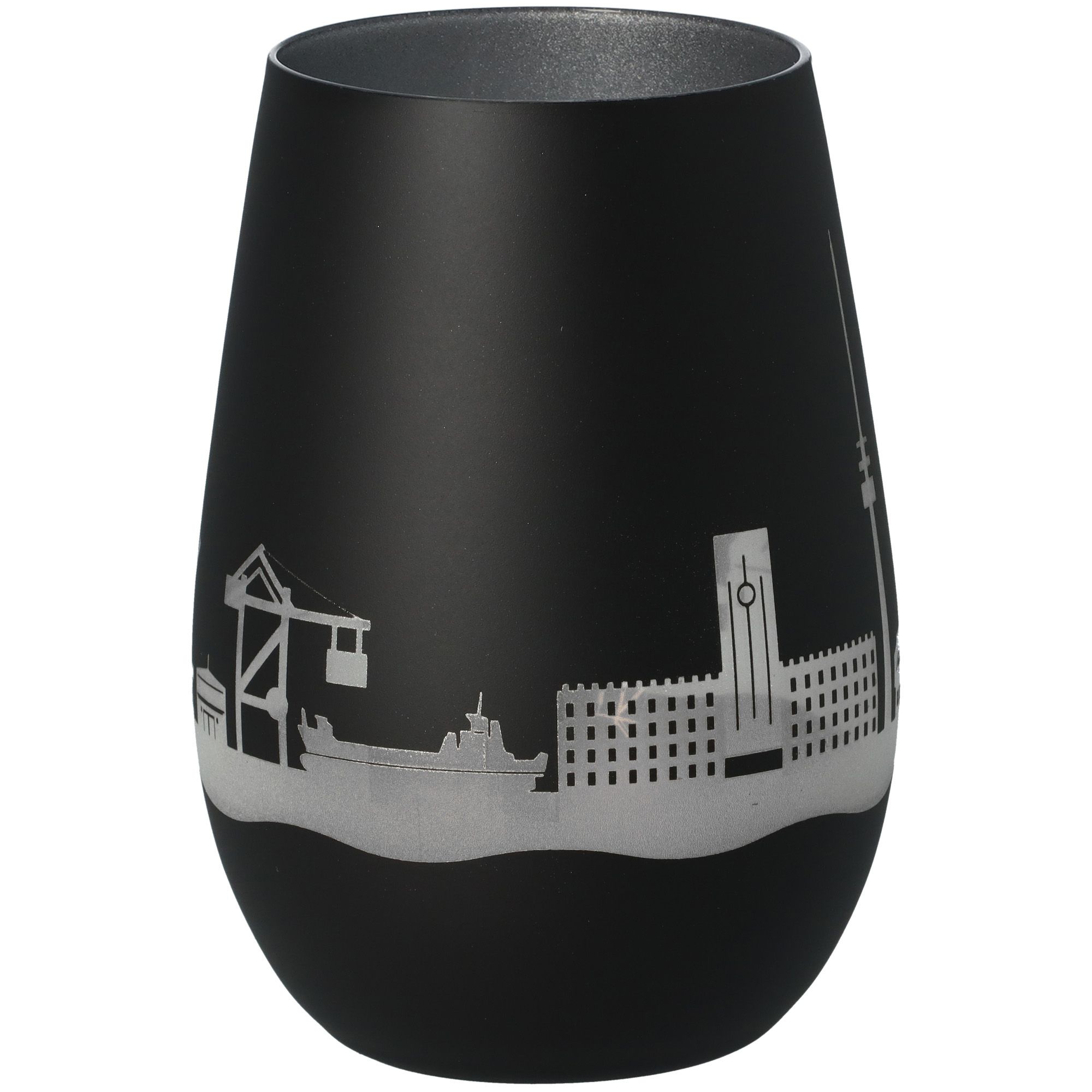 Windlicht Skyline Wilhelmshaven Schwarz/Silber Windlicht Skyline Wilhelmshaven Schwarz/Silber