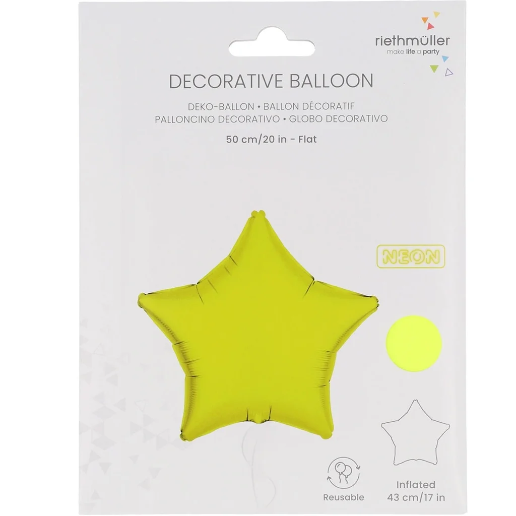 Folienballon Stern Neon Gelb 45cm