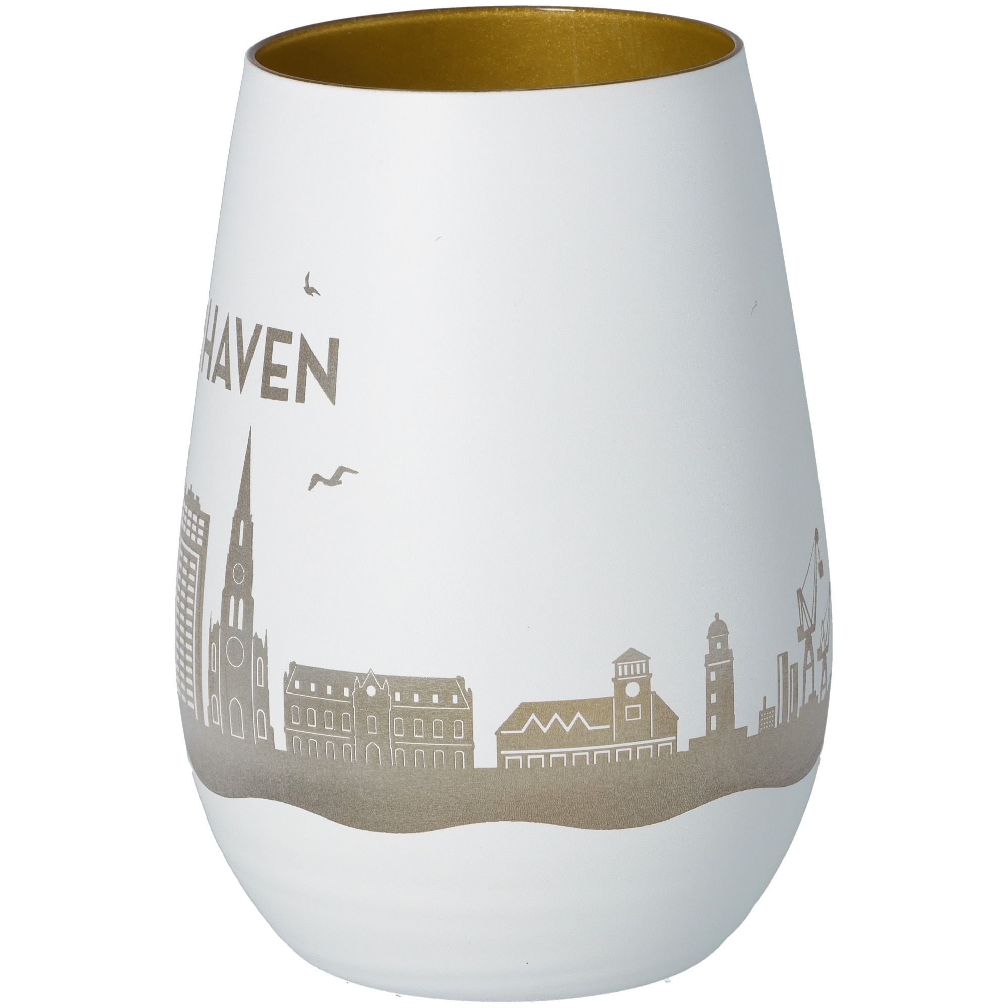 Windlicht Skyline Bremerhaven Weiß/Gold Windlicht Skyline Bremerhaven Weiß/Gold