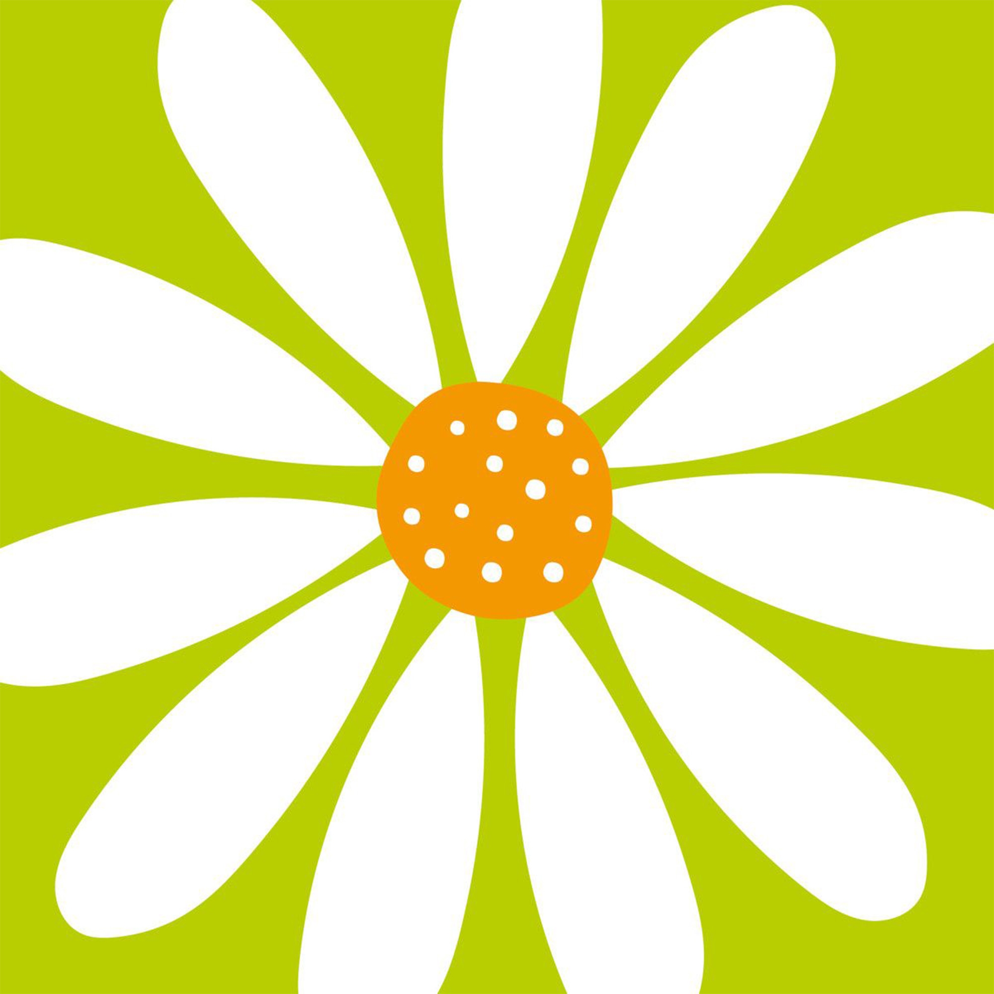 20 Servietten "Happy Flower" Grün 33x33cm Gänseblümchen, Blume, Pflanze, Eine andere