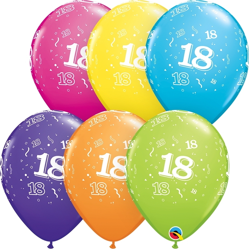 Qualatex Latexballon 18. Geburtstag verschiedene Farben Ø 30cm