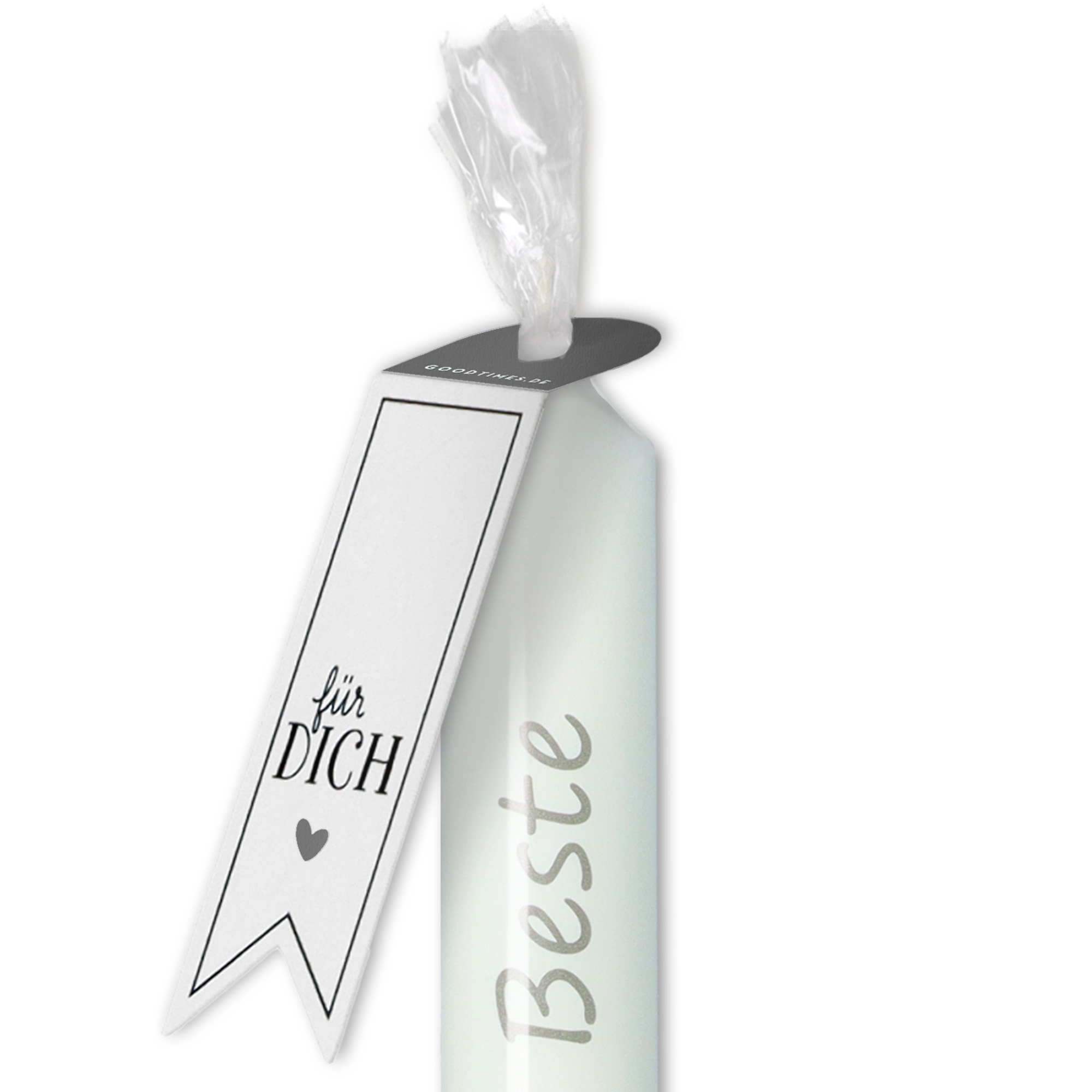 Stabkerze Weiß, Anthrazit Herz "Du bist der Beste" Stabkerze Weiß, Anthrazit Herz "Du bist der Beste"