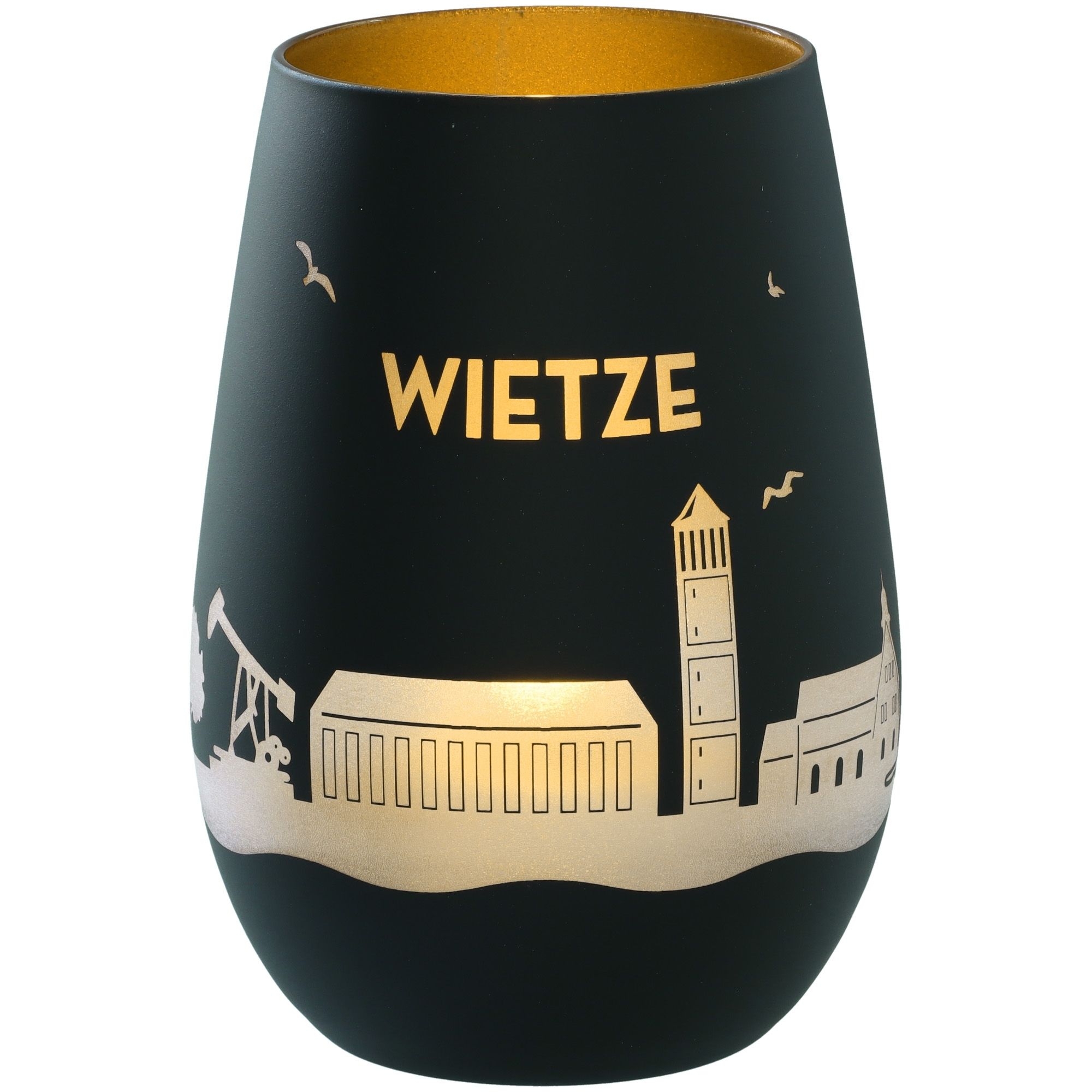 Windlicht Skyline Wietze Schwarz/Gold Töpferei, Krug, Tasse