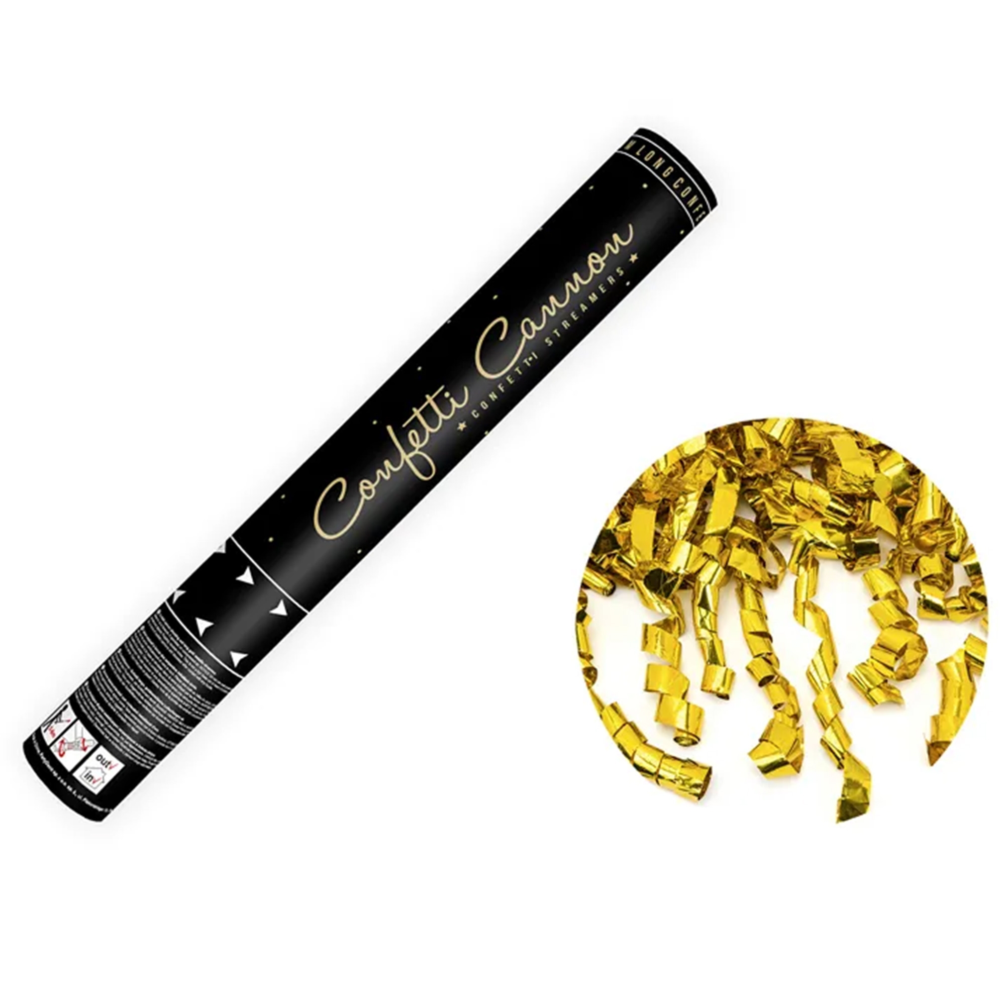 Konfetti Kanone mit Luftschlangen "Gold", 40cm Konfetti Kanone mit Luftschlangen "Gold", 40cm