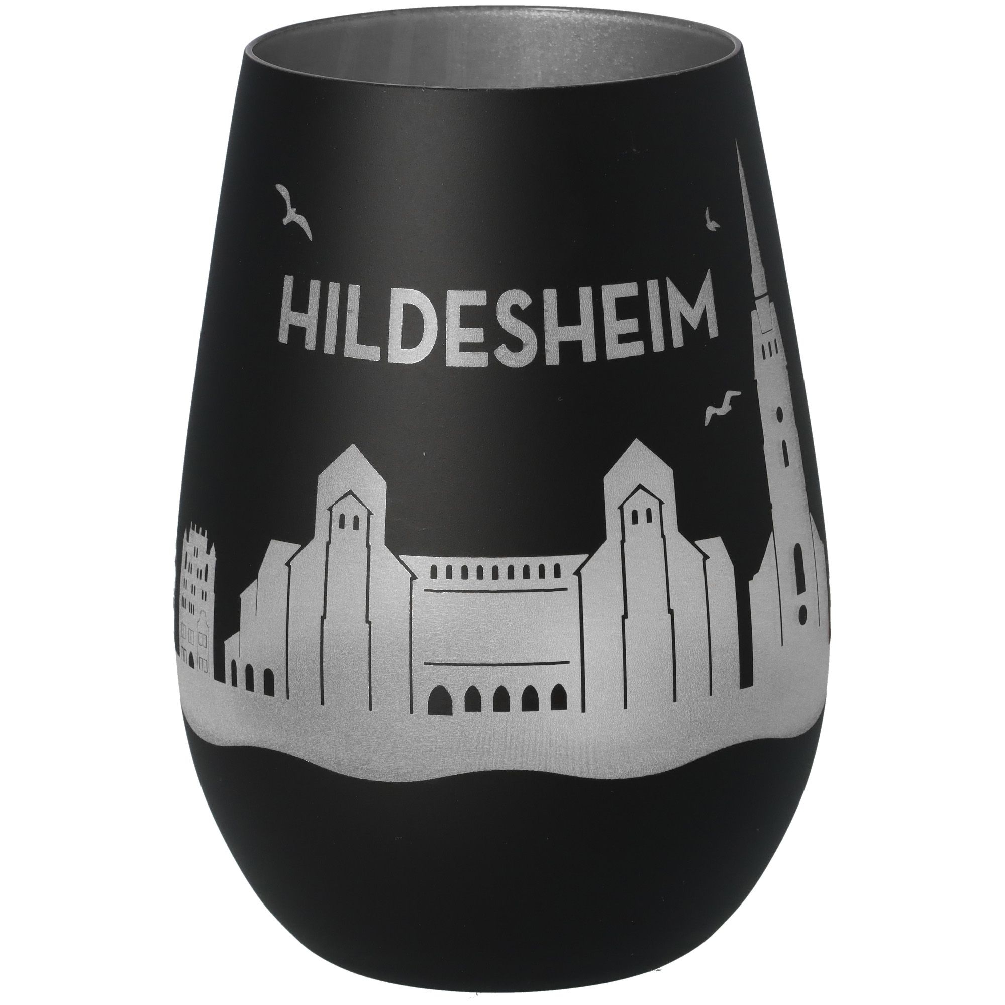 Windlicht Skyline Hildesheim Schwarz/Silber