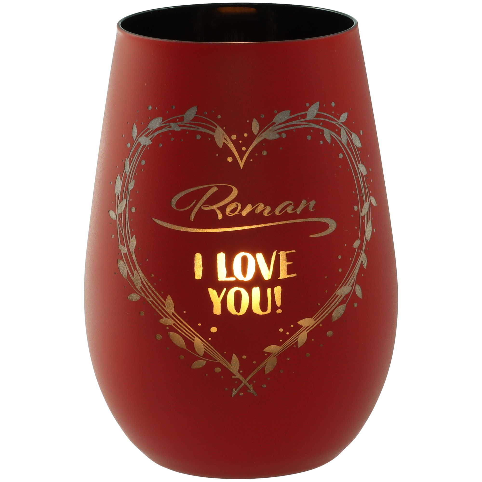 Windlicht I love you "Name" Rot/Schwarz Windlicht I love you "Name" Rot/Schwarz