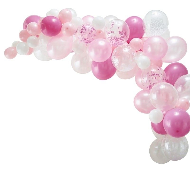 DIY Ballongirlande zum selberbauen -  Weiß, Rosa, Pink