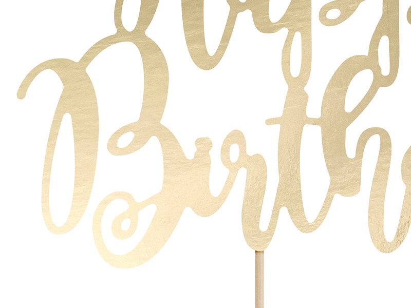 Cake Topper Happy Birthday Gold