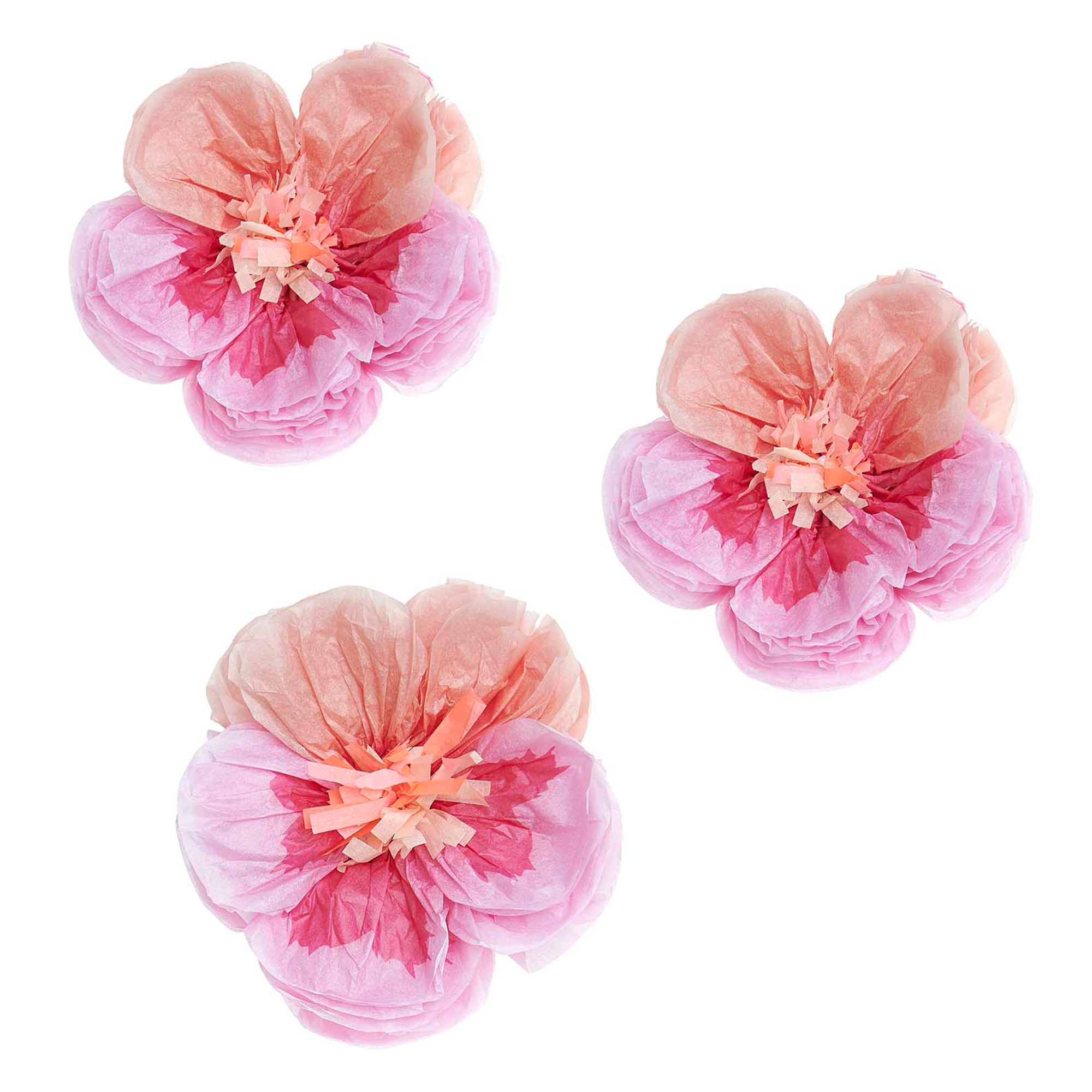 3 Blumen aus Seidenpapier, Stiefmütterchen Pink