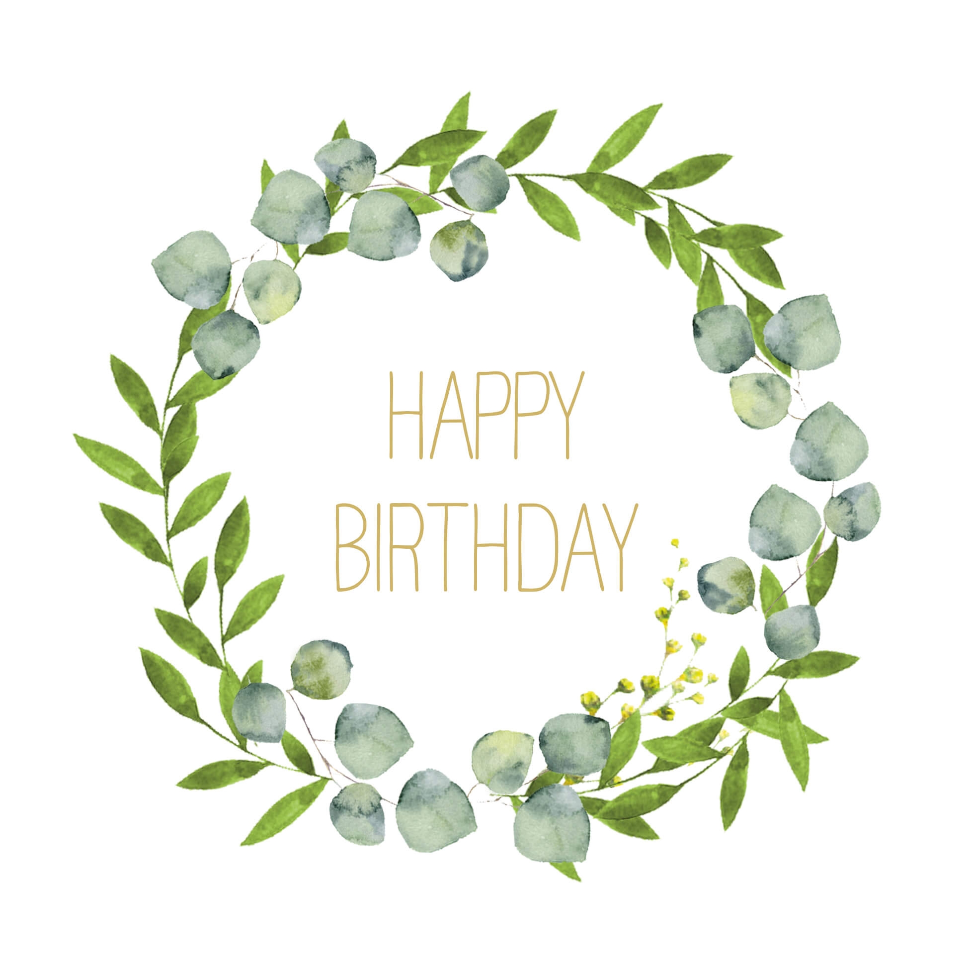 20 Servietten "Happy Birthday" Eukalyptus
