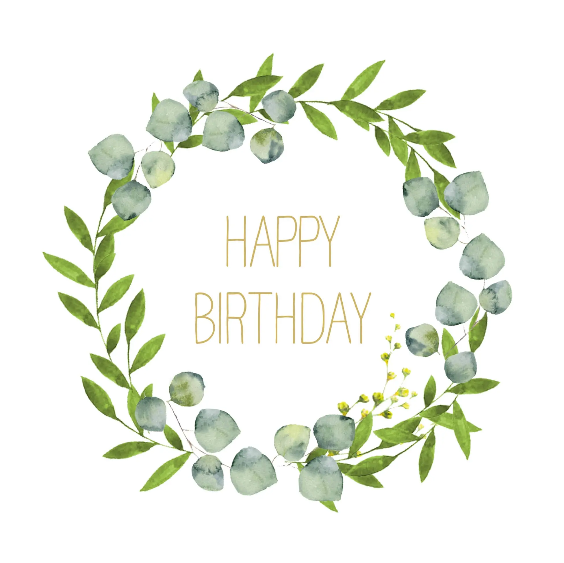 20 Servietten "Happy Birthday" Eukalyptus