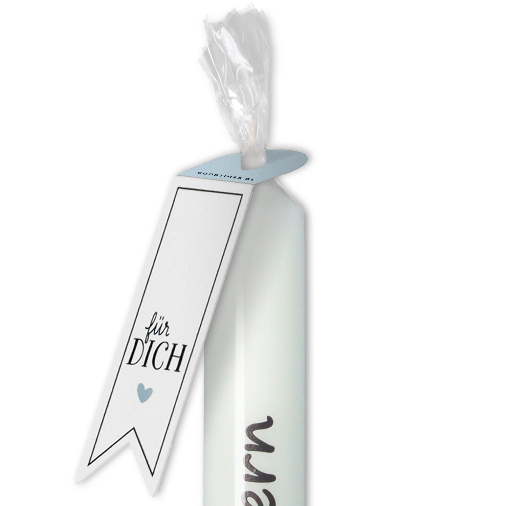 Stabkerze Weiß, Hellblauer Hase "Frohe Ostern" Stabkerze Weiß, Hellblauer Hase "Frohe Ostern"