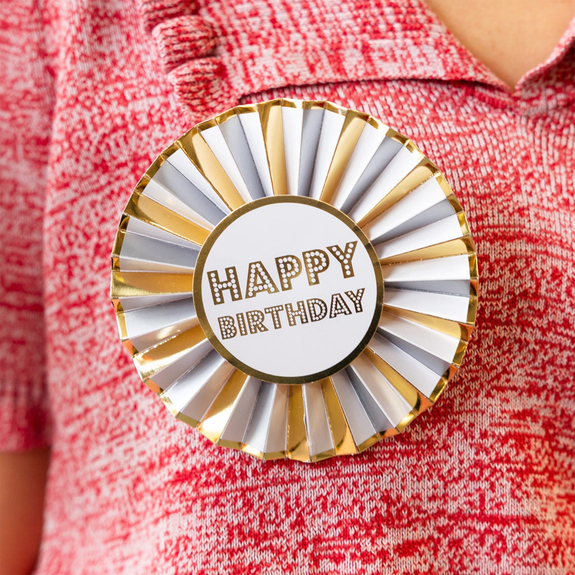 Rosette "Happy Birthday" Abzeichen, Logo, Symbol, Gold