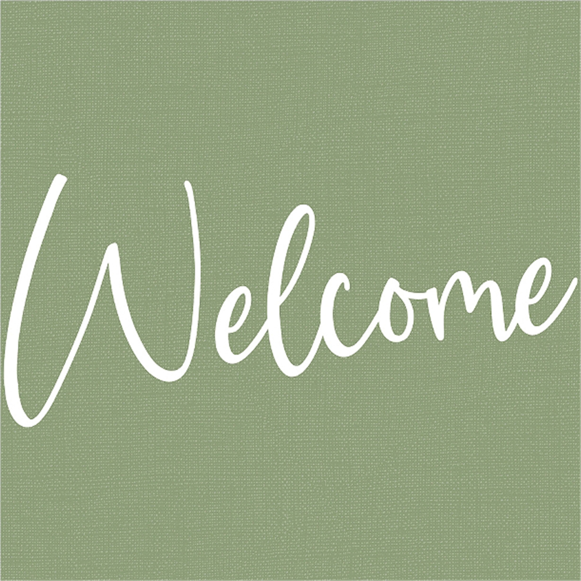 20 Servietten "Welcome" Salbei Handschrift, Text